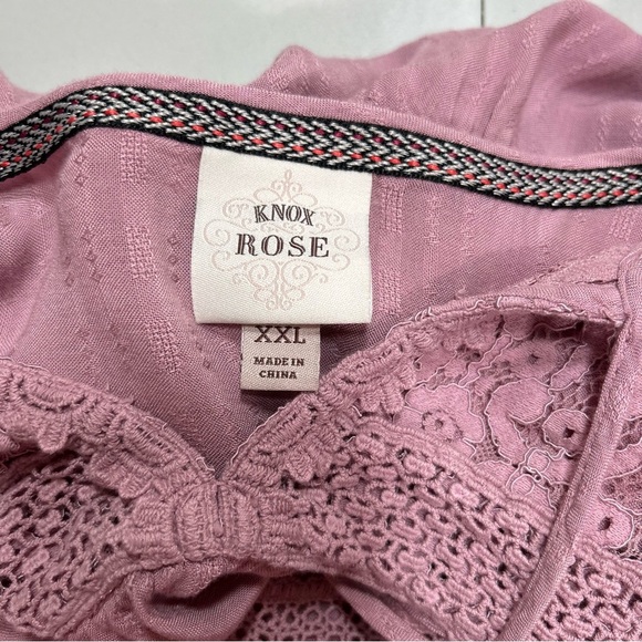 Knox Rose Boho Light Mauve Women's size XXL Casual Top Lace and Tassels Details - Picture 8 of 12